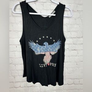 Purple Snow black Eagle red white blue soft flowy sleeveless tank USA Live Free